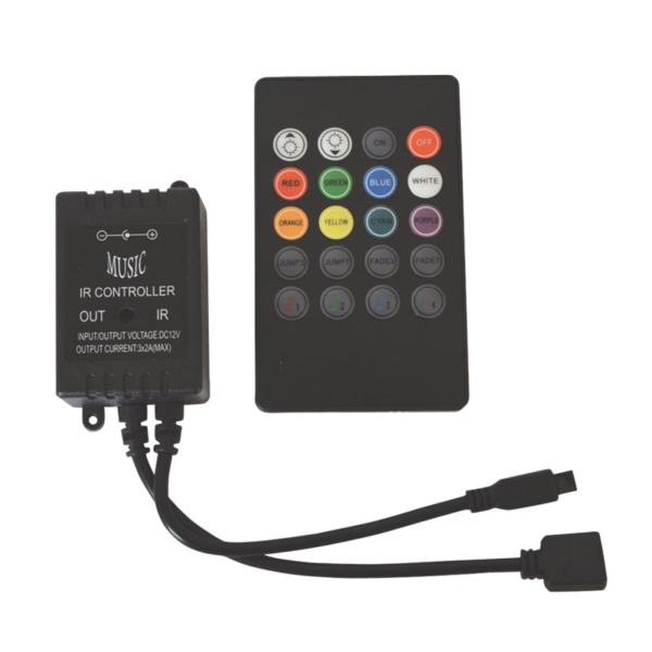 Ovladač pre LED pásik RGB IR + zvukový